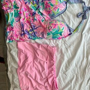 Lilly Pulitzer Pink and Green Floral Tankini